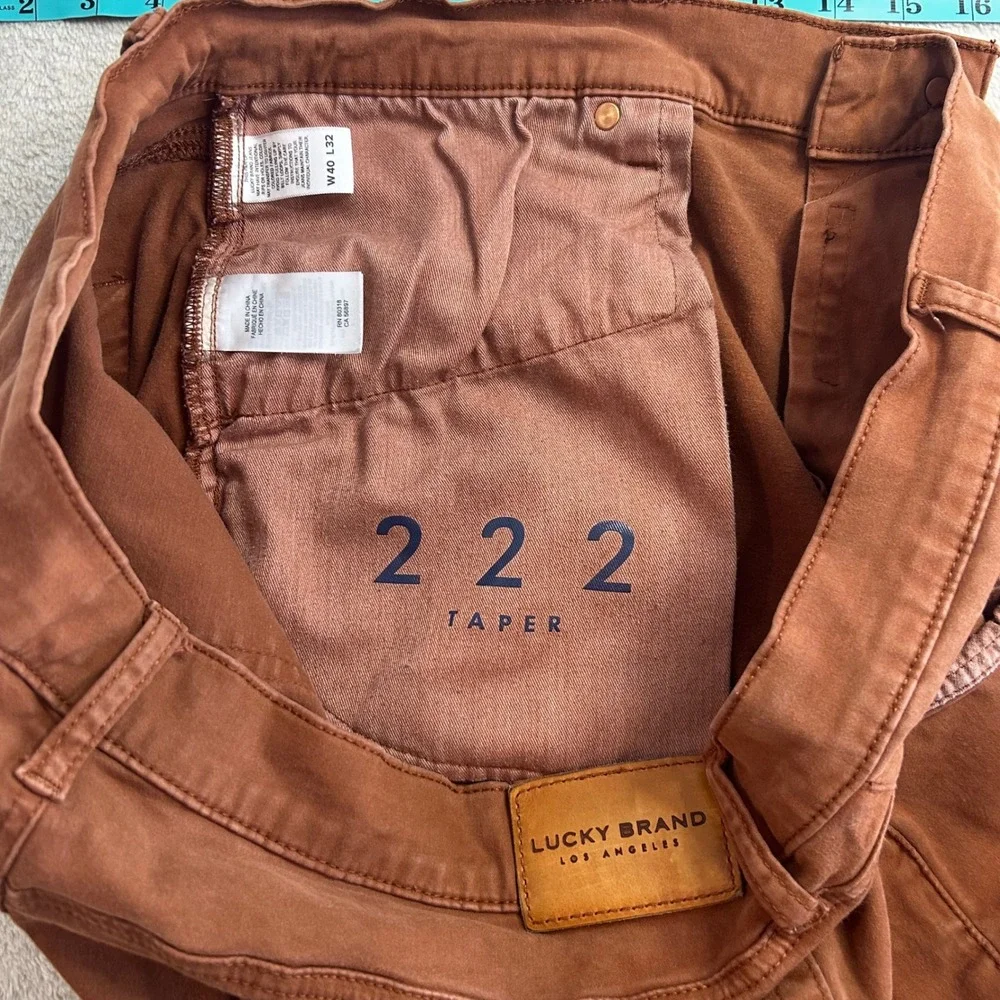 Lucky Brand 222 Taper Pants Men 40x32 Brown Rust Terracotta Cotton Stretch Jeans